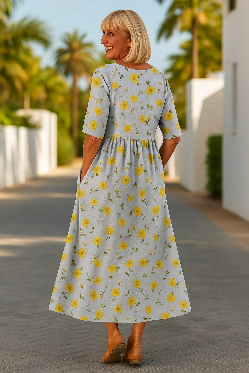 Lustrous Relaxed midi dress for women | Eliza