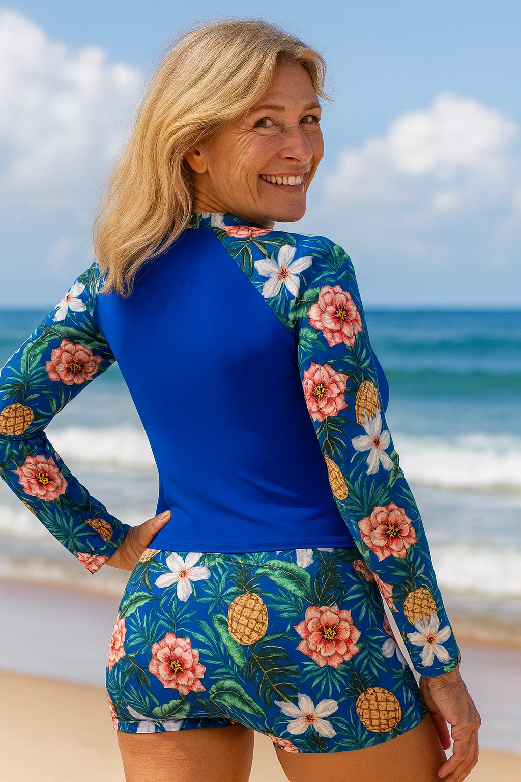 Ruffled UV protection tankini set for women | AquaGrace
