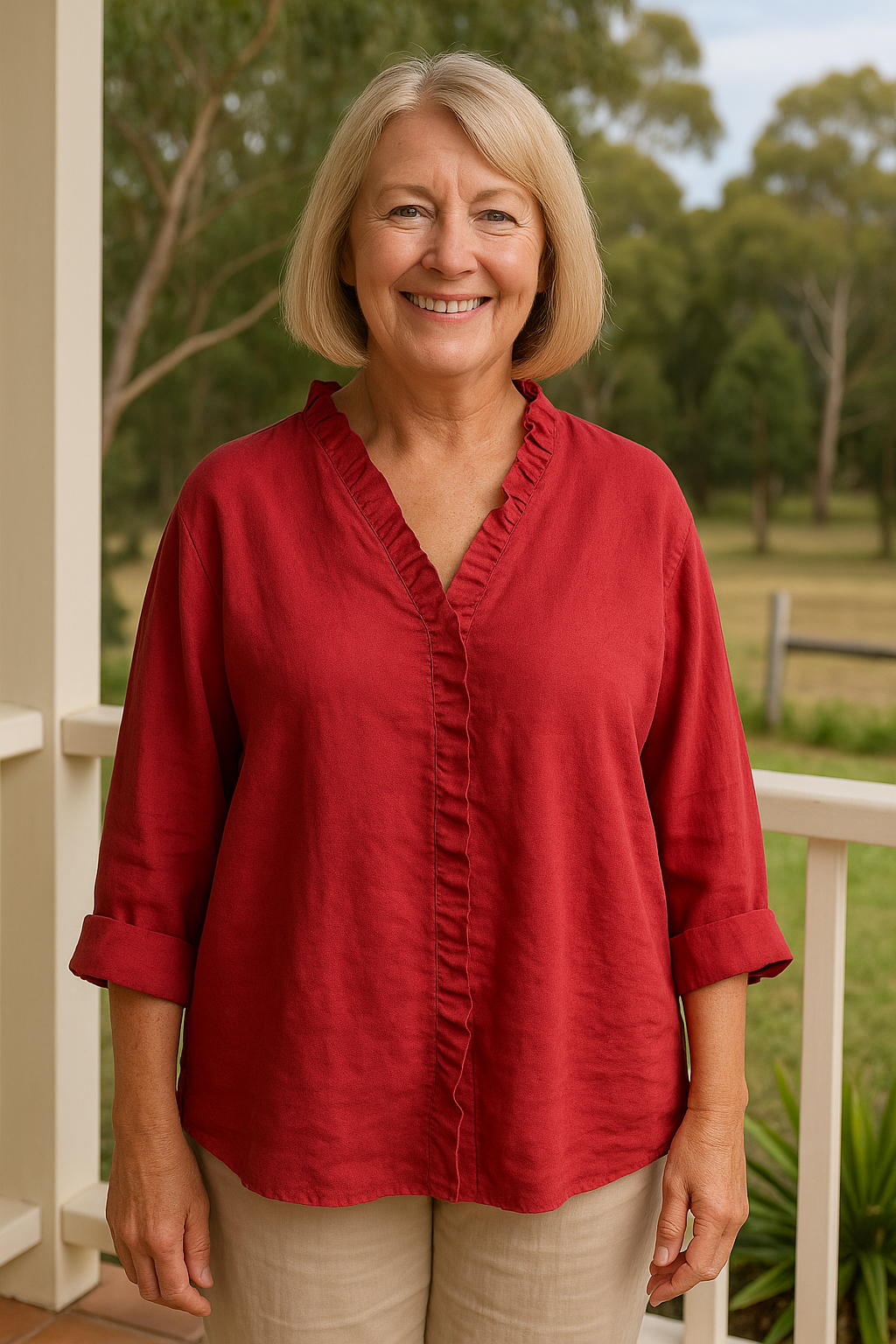Pleated Soft ruffle blouse for women | Maribel