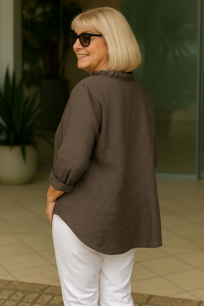 Pleated Soft ruffle blouse for women | Maribel