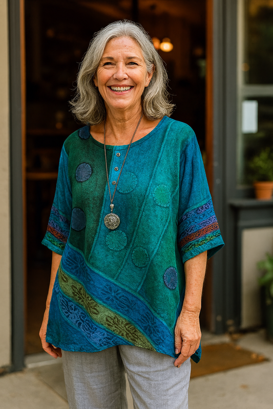 Zipped Artistic relaxed top for women | Ysolde