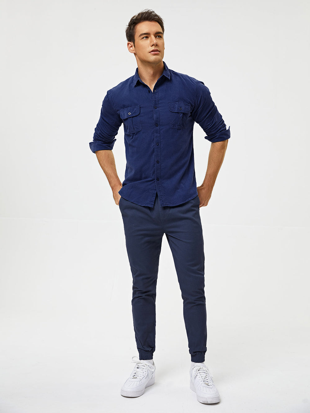 Warm straight-cut casual winter shirt for men -4