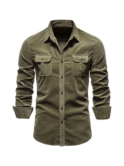 Warm straight-cut casual winter shirt for men -8