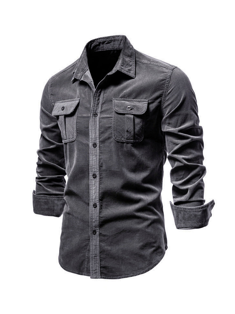 Warm straight-cut casual winter shirt for men -1
