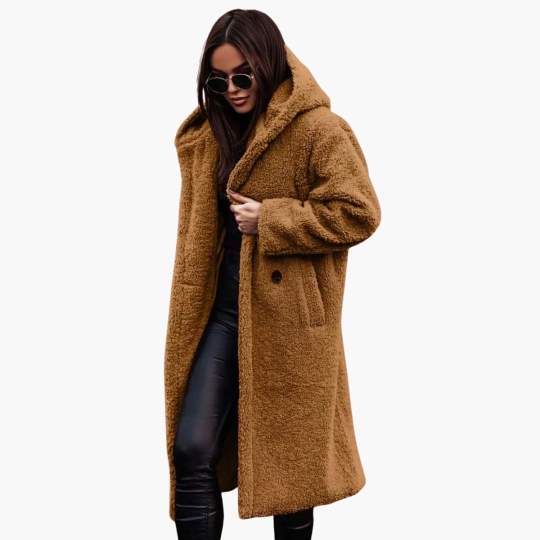 Classic hooded button-front coat for women -4