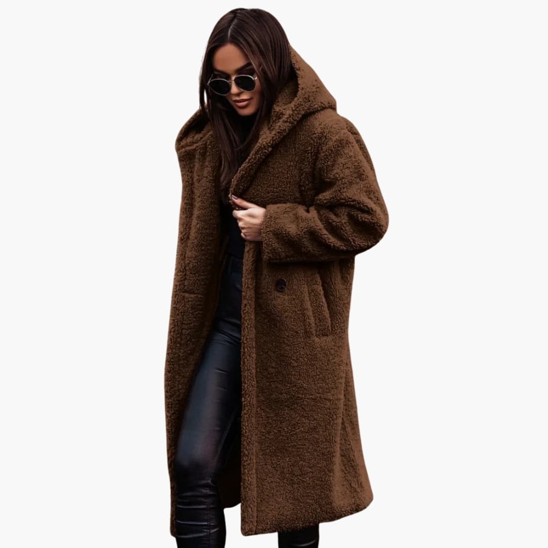 Classic hooded button-front coat for women -8