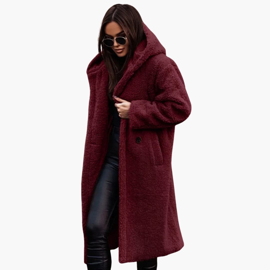 Classic hooded button-front coat for women -9