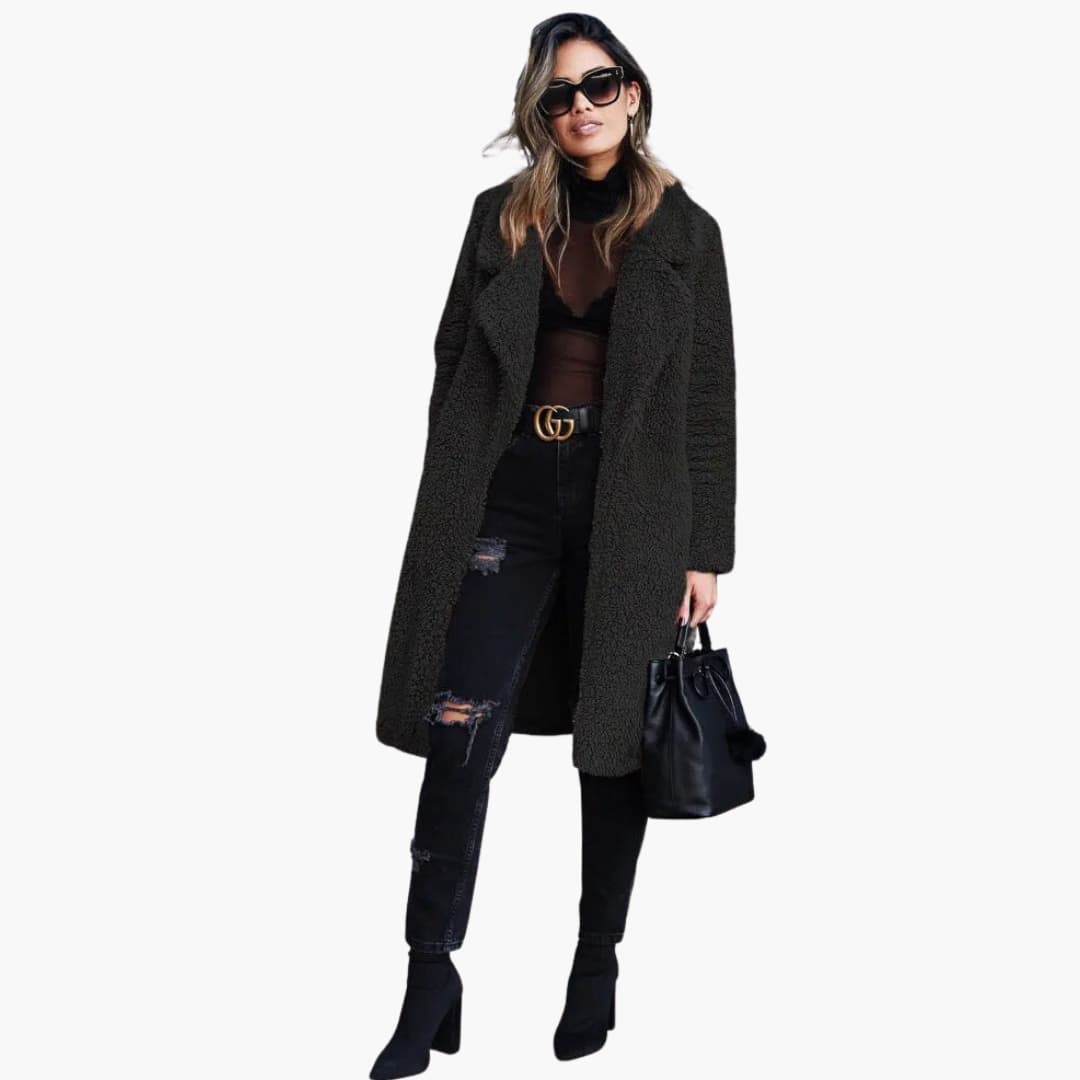Cosy longline teddy coat for women -7
