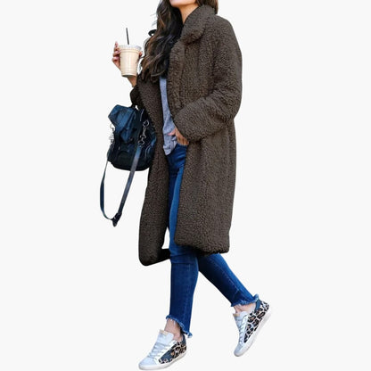 Cosy longline teddy coat for women -6
