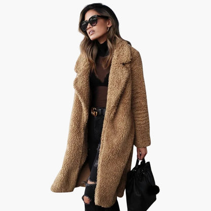Cosy longline teddy coat for women -5