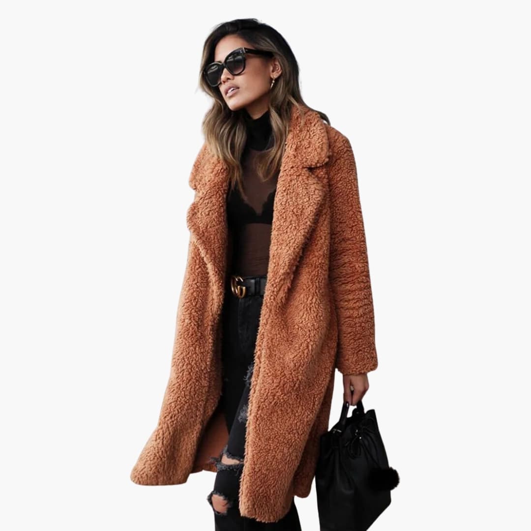 Cosy longline teddy coat for women -4