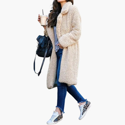 Cosy longline teddy coat for women -2