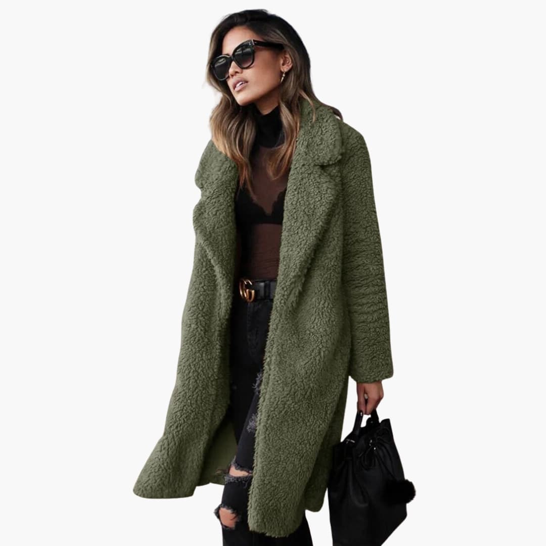 Cosy longline teddy coat for women -3