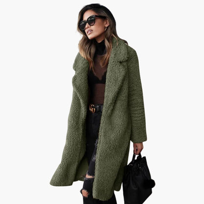 Cosy longline teddy coat for women -3