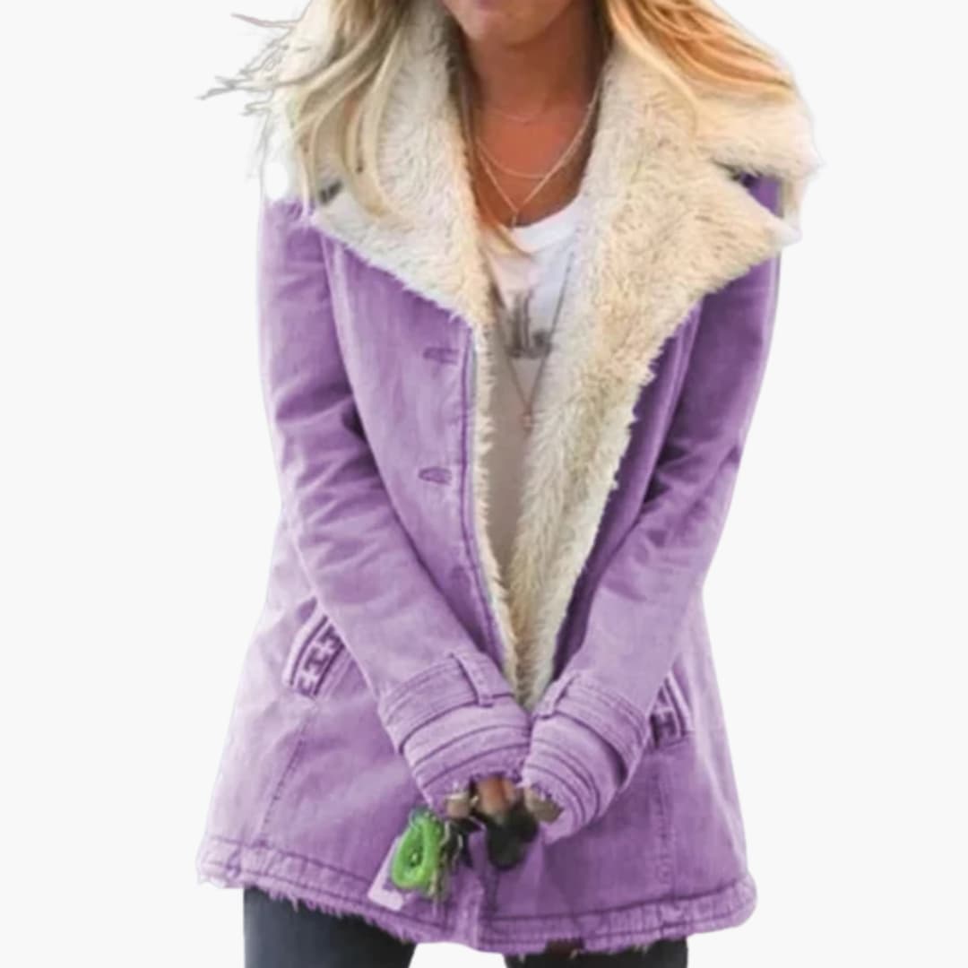 Warm high-collar zip winter jacket for women -7