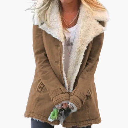 Warm high-collar zip winter jacket for women -3