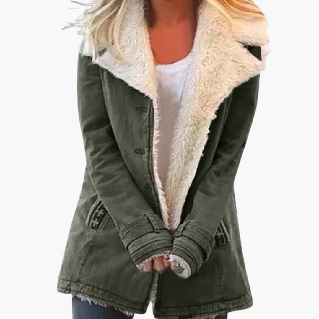 Warm high-collar zip winter jacket for women -4