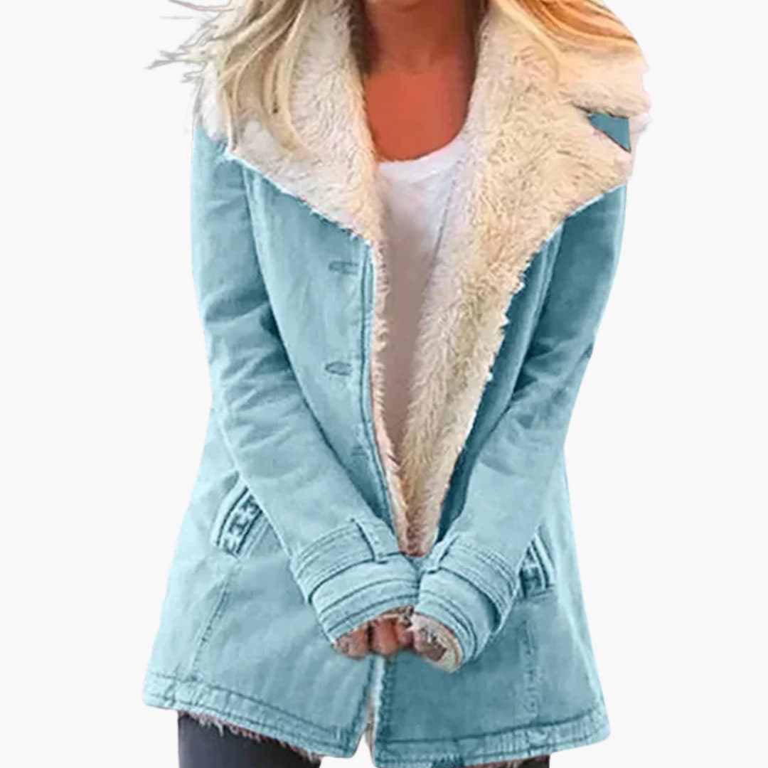 Warm high-collar zip winter jacket for women -8