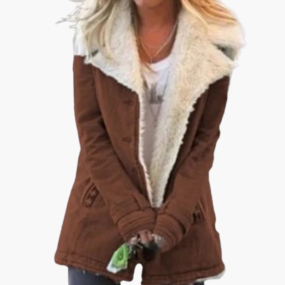 Warm high-collar zip winter jacket for women -9