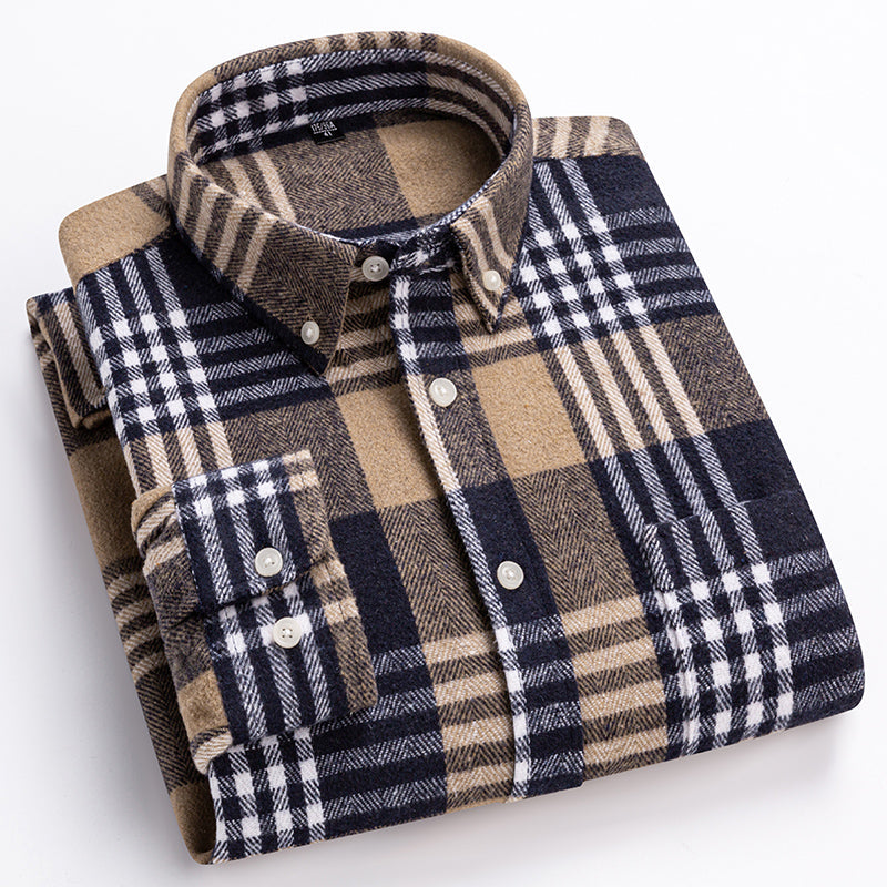 Classic relaxed plaid cotton button-up shirt for men | Harrison -1