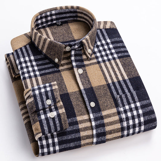Classic relaxed plaid cotton button-up shirt for men | Harrison -1