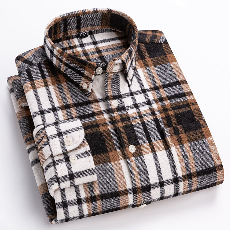 Classic relaxed plaid cotton button-up shirt for men | Harrison -3