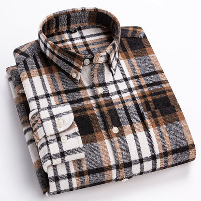 Classic relaxed plaid cotton button-up shirt for men | Harrison -3