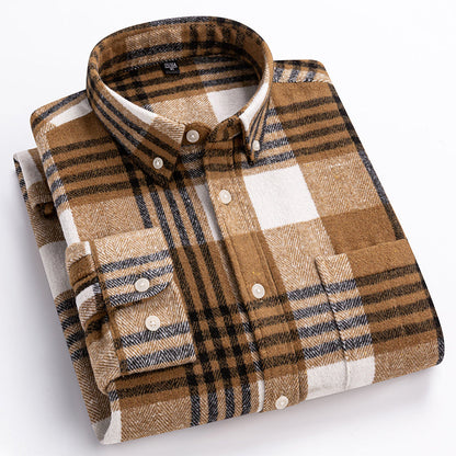 Classic relaxed plaid cotton button-up shirt for men | Harrison -5