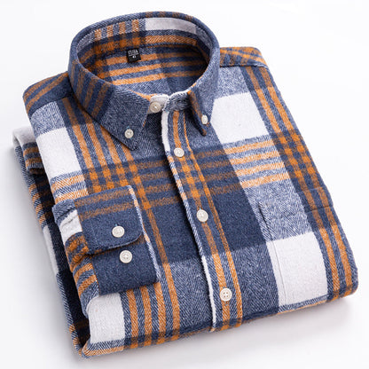 Classic relaxed plaid cotton button-up shirt for men | Harrison -6