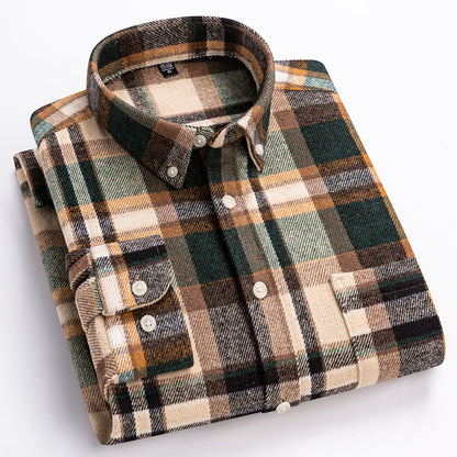 Classic relaxed plaid cotton button-up shirt for men | Harrison -4