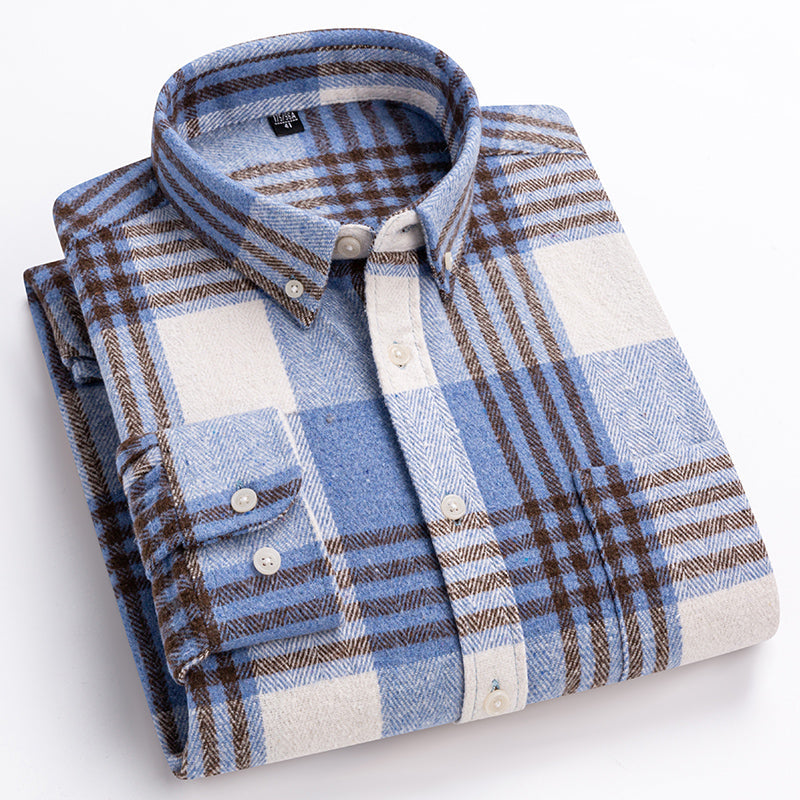 Classic relaxed plaid cotton button-up shirt for men | Harrison -8