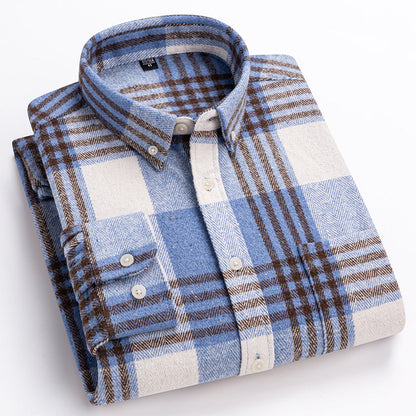 Classic relaxed plaid cotton button-up shirt for men | Harrison -8
