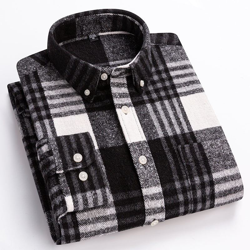 Classic relaxed plaid cotton button-up shirt for men | Harrison -7