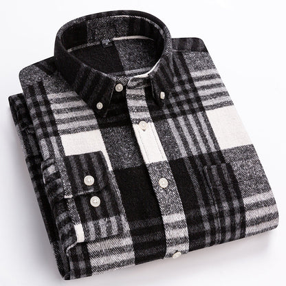 Classic relaxed plaid cotton button-up shirt for men | Harrison -7