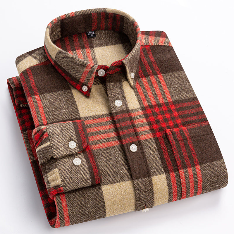 Classic relaxed plaid cotton button-up shirt for men | Harrison -2