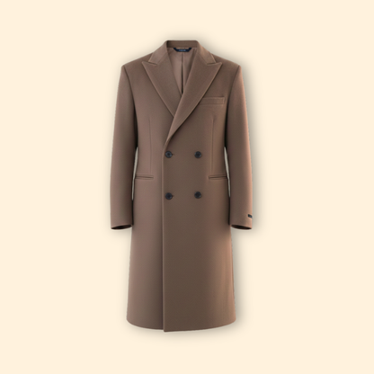 Long double-breasted tailored overcoat for men -1