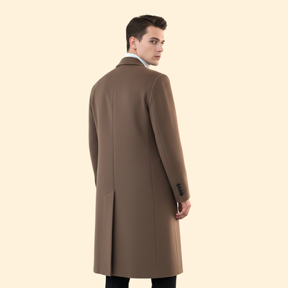 Long double-breasted tailored overcoat for men -5