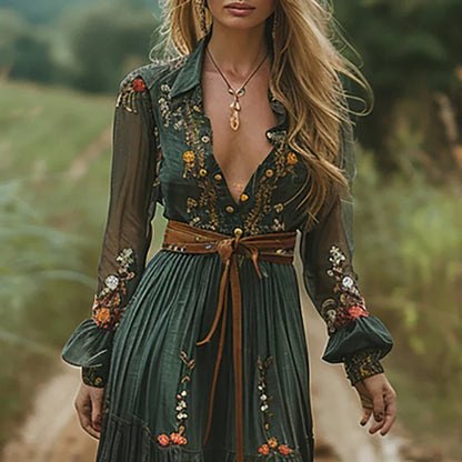 Floral flowing bohemian maxi dress for women | Selvara -2
