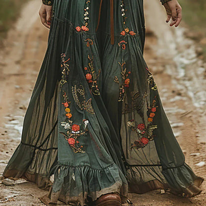 Floral flowing bohemian maxi dress for women | Selvara -3