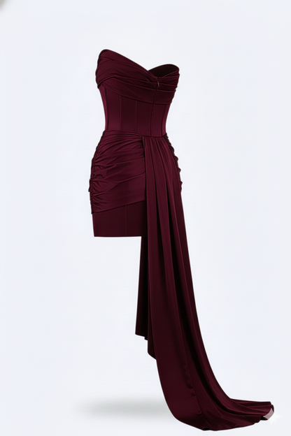 Satiny Elegant short evening dress for women | Valerios