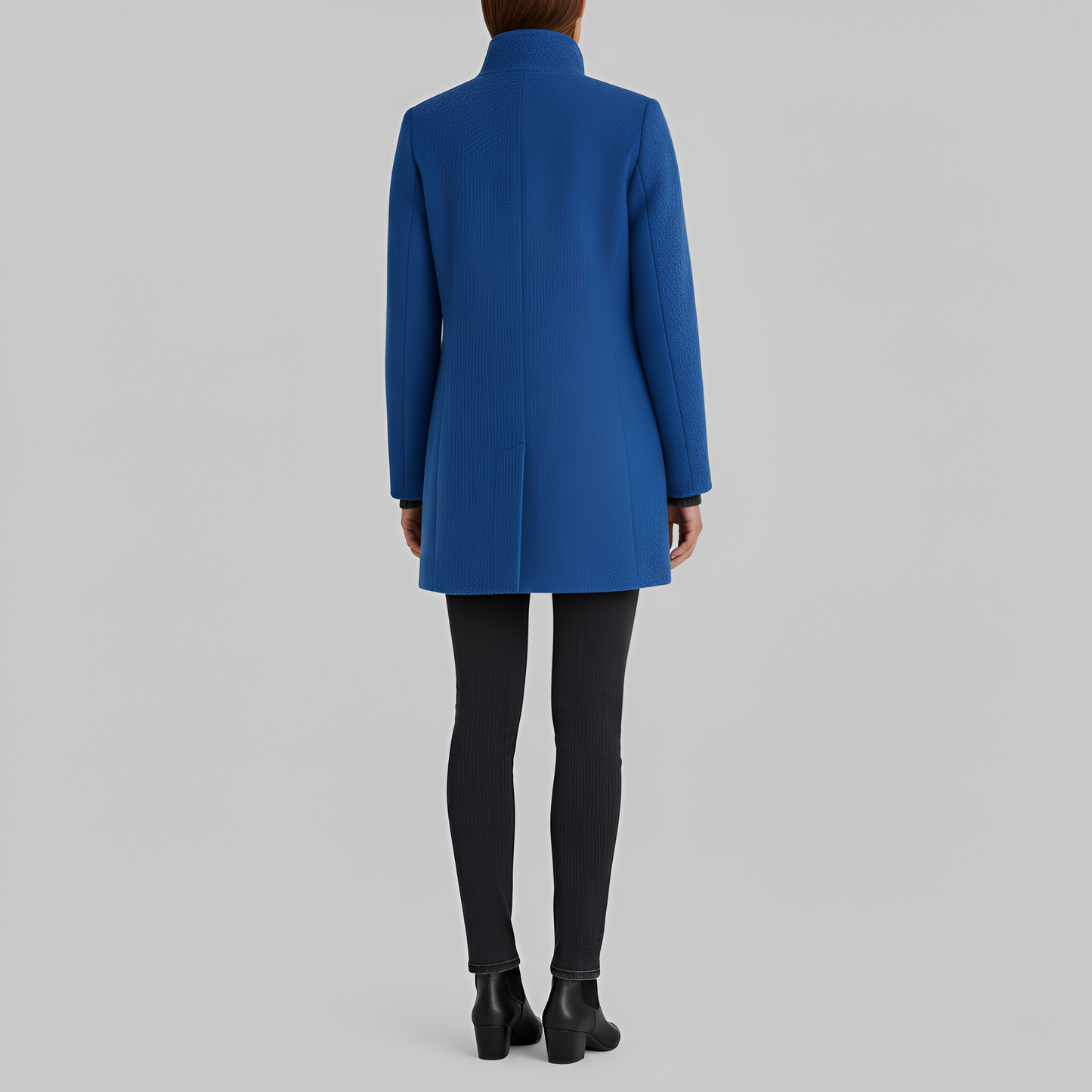 Wrapped Elegant button-front coat with high collar for women | Valerios