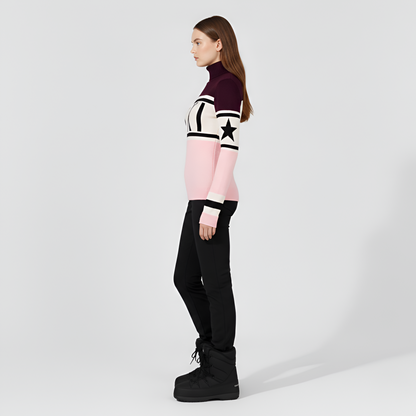 Felted Turtleneck knit sweater with logo design for women | Elara