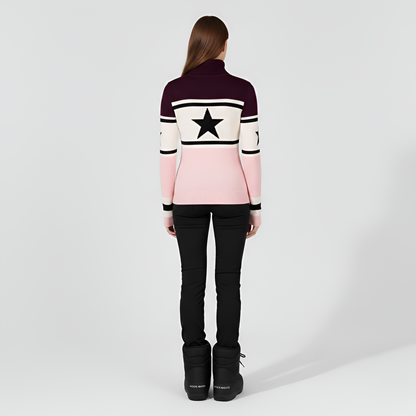 Felted Turtleneck knit sweater with logo design for women | Elara