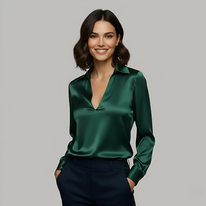 Longsleeve Elegant V-neck blouse for women | Valerios