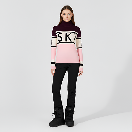 Felted Turtleneck knit sweater with logo design for women | Elara