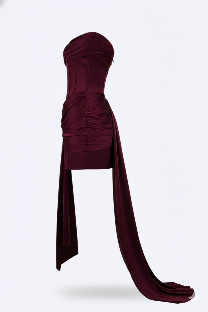 Satiny Elegant short evening dress for women | Valerios