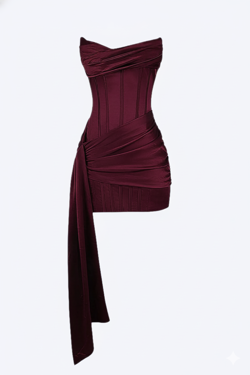 Satiny Elegant short evening dress for women | Valerios