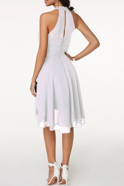 Tiered halter-neck mini dress for women | Eluned -7