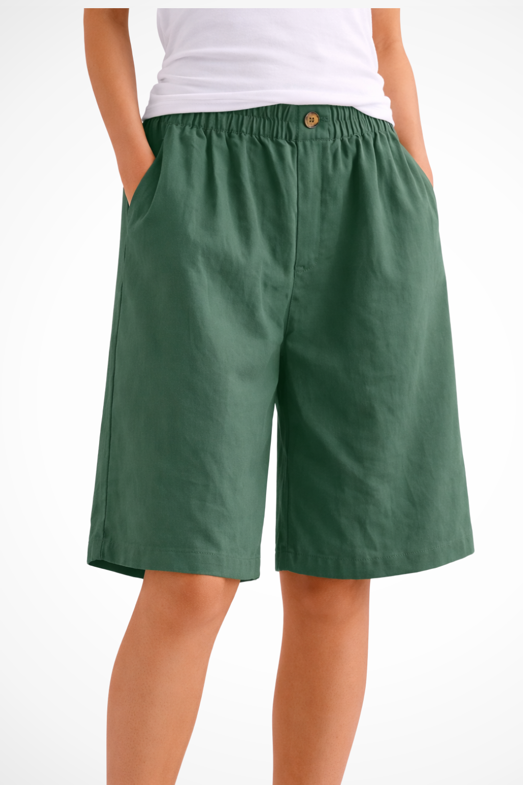 Relaxed summer shorts with elastic waist for women -8
