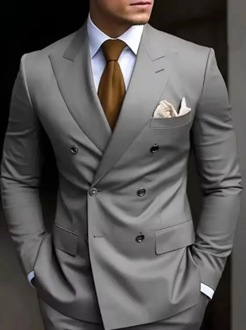 Slim-fit double-breasted formal suit for men | Alaric -1